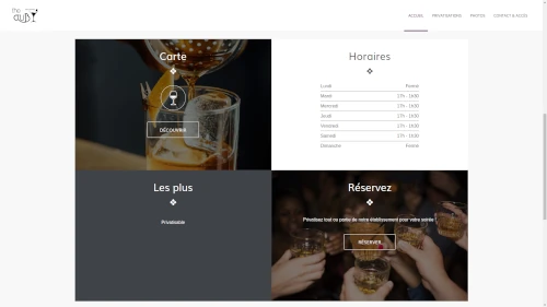Site internet hébergé pour un bar à cocktails
